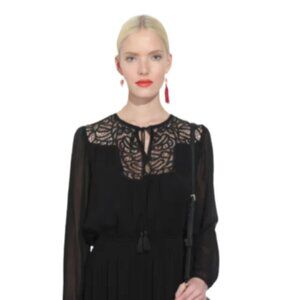 kate spade lace silk sheer blouse XS EUC